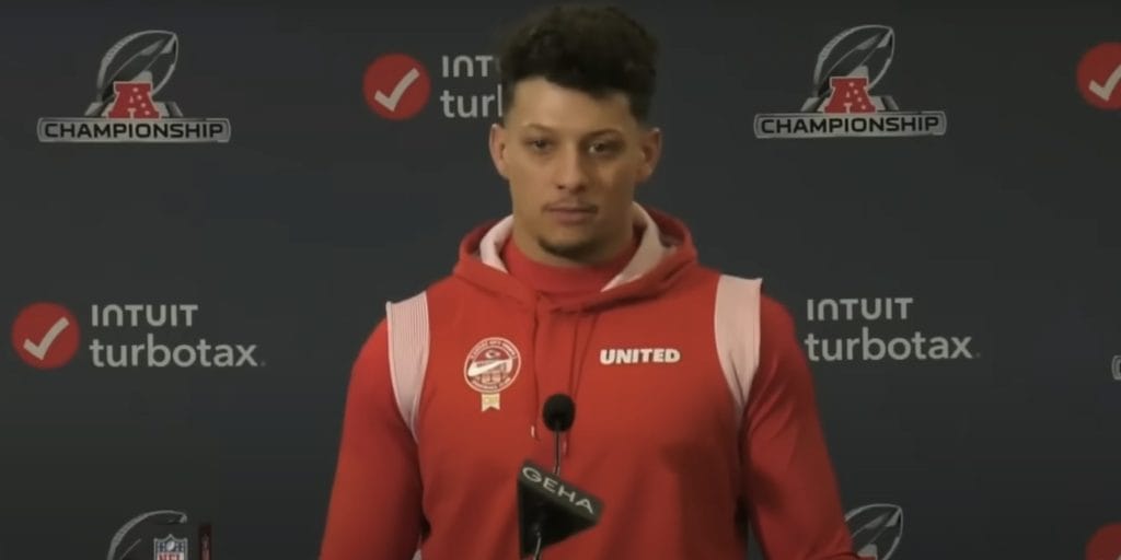 Patrick Mahomes at an interview 